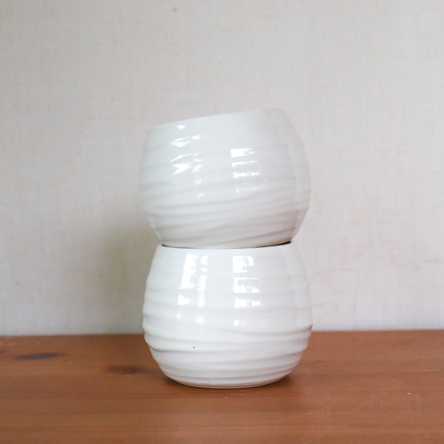 Glossy White Textured Cups