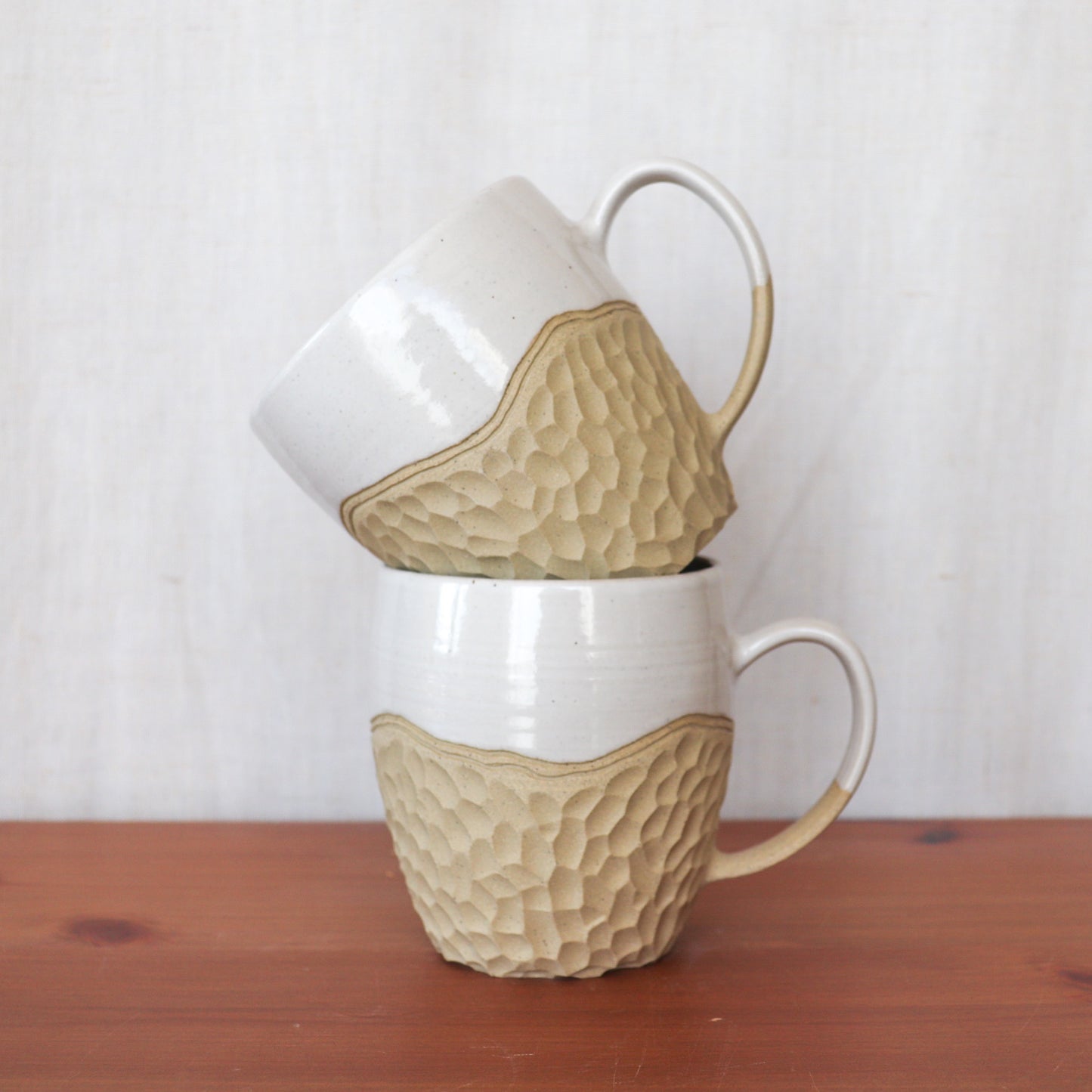Carved White and Tan Mug